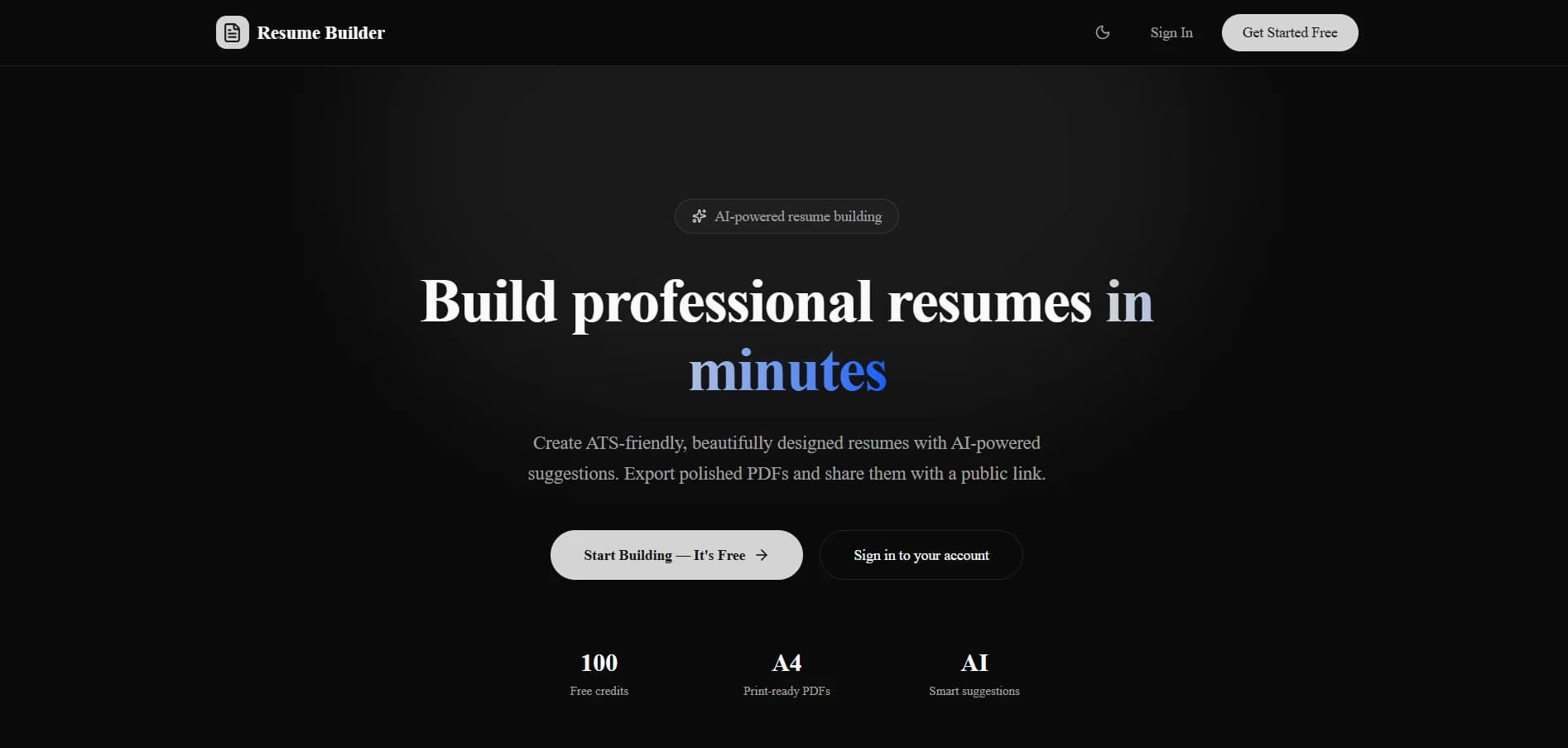 Resume AI — Smart Resume Builder screenshot 1